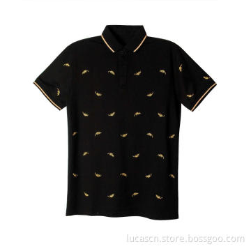 Men's Short Sleeve Feather Printed Polo Shirt